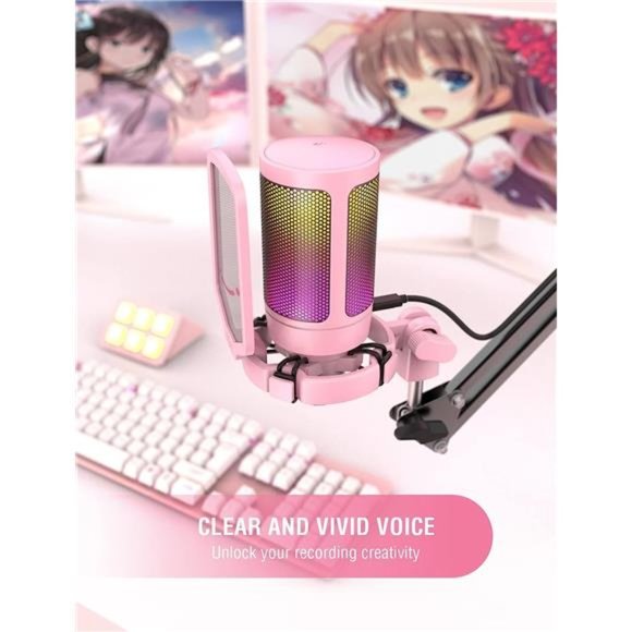 USB Gaming PC Microphone for Streaming Podcasts,AmpliGame RGB Computer Condenser - Picture 5 of 6